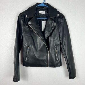 Mango Black Leather Biker Jacket